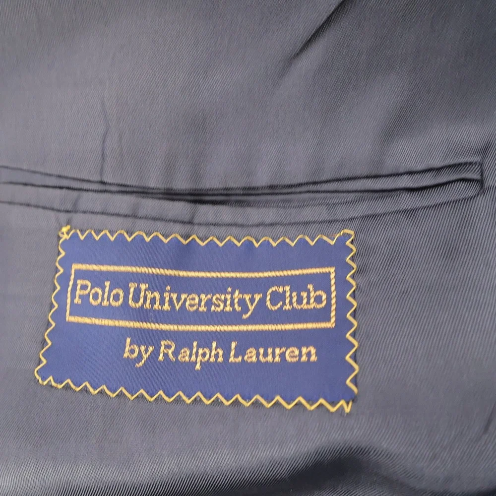 Vintage Polo University Club Ralph Lauren 2 Button Blazer Navy Blue Mens 42R USA
